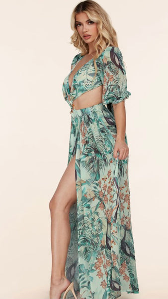 Maxi Sage Tropical dress