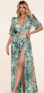 Maxi Sage Tropical dress