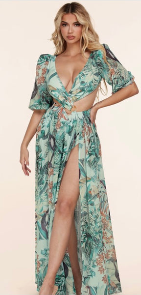 Maxi Sage Tropical dress