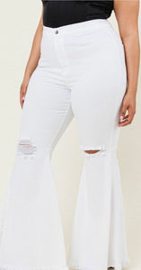 High Waist Flare Jeans Plus (white)