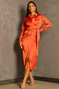 Wrap Orange Dress